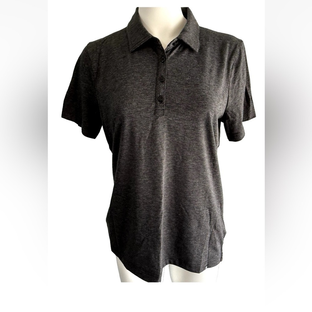 New Travis Mathew Polo Shirt Women Pepsi Cola Black Heather Sunnyvale Size L